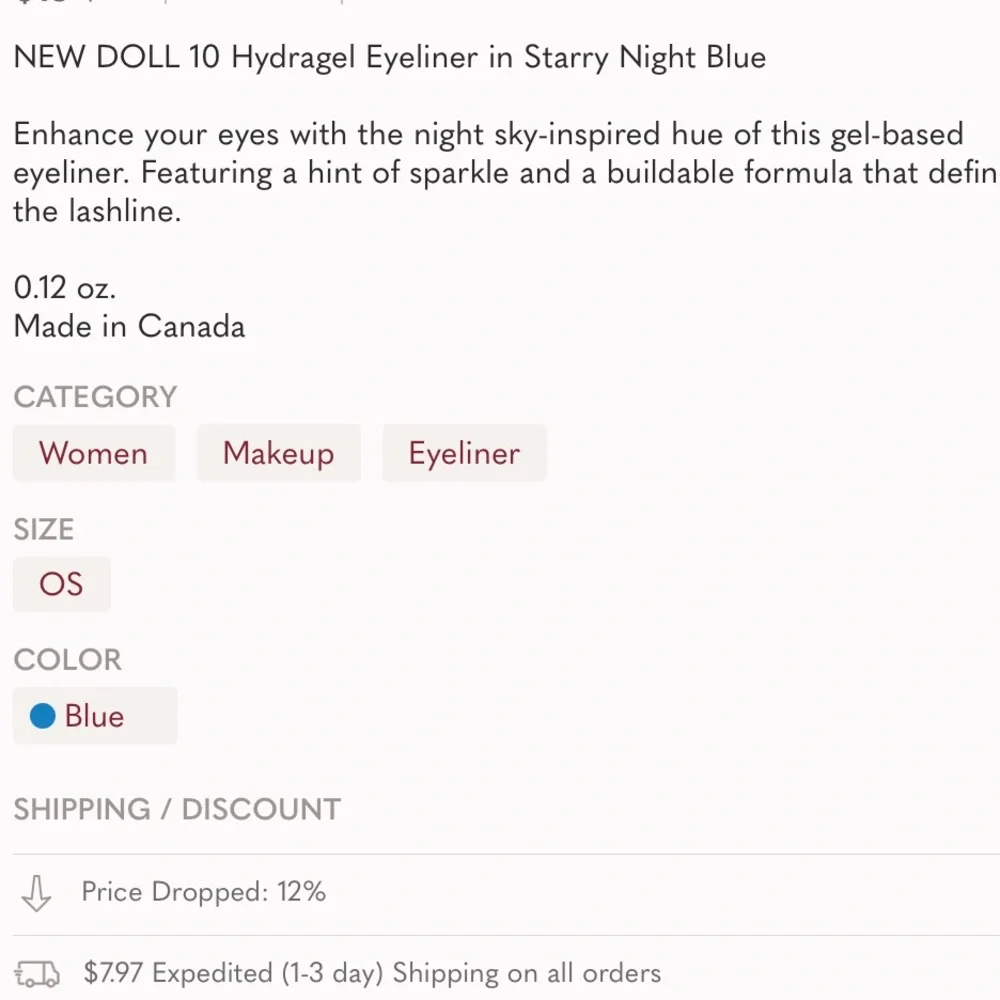 NEW DOLL 10 Hydragel Eyeliner
